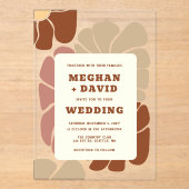 テラコッタレトログルーヴィボホシックフローラ結婚ズ アクリル招待状 (正面)