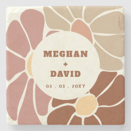 テラコッタレトログルーヴィボホシックフローラ結婚ズ ストーンコースター