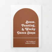 テラコッタレトロボホアーチフォトQRコード結婚ズ 三つ折り招待状 (カバー)