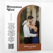 テラコッタレトロボホアーチフォトQRコード結婚ズ 三つ折り招待状 (内部最初)