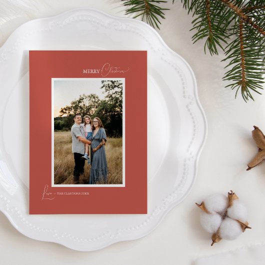 テラコッタレトロボホミニマリストの手紙と写真 シーズンカード