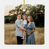 テラコッタレトロボホミニマリストフォトクリスマス セラミックオーナメント (裏面)