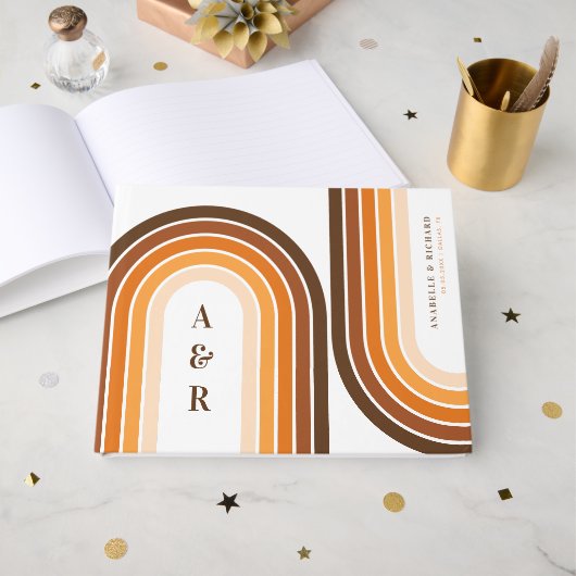 テラコッタレトロボホレインボー70s結婚ズモノグラム ゲストブック (正面見開き)