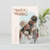テラコッタレトロラヴ感謝してい&ホワイトアーチ結婚ーズ サンキューカード (スタンド正面)