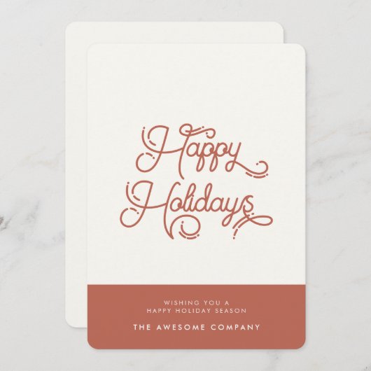 テラコッタレトロヴィンテージハッピーホリデーズ企業の シーズンカード (正面/裏面)