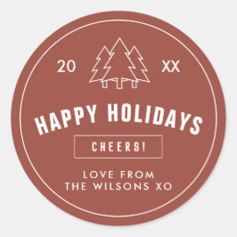 テラコッタロゴスタイルモダンクリスマス ラウンドシール