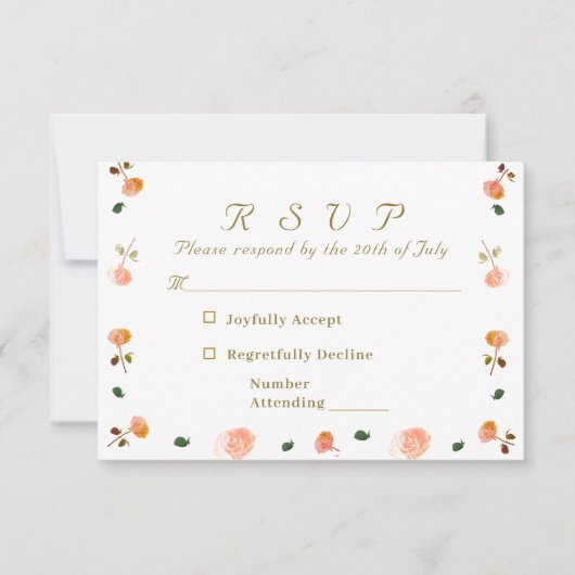テラコッタローズのカトリック結婚式同封カード 出欠カード (正面)