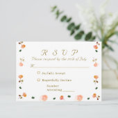 テラコッタローズのカトリック結婚式同封カード 出欠カード (スタンド正面)