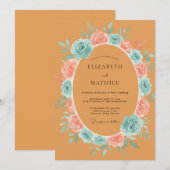 テラコッタローズリースの結婚式 招待状 (正面/裏面)