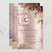 テラコッタローズ ローズゴールド スイート16 招待状 (正面/裏面)