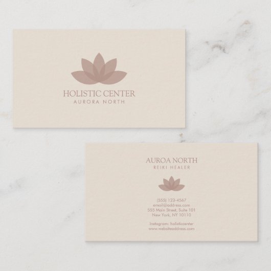 テラコッタロータスフラワー名前をカスタムするヨガ 名刺 (正面/裏面)