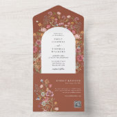 テラコッタワイルドフラワーオールインワンウェディング オールインワン招待状 (内側)
