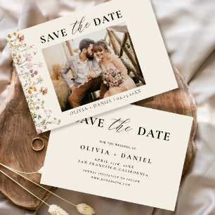 テラコッタワイルドフラワーカラフルフローラ結婚ズ セーブザデート