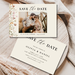 テラコッタワイルドフラワーカラフルフローラ結婚ズ セーブザデート