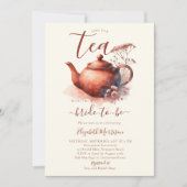 テラコッタワイルドフラワーズアートポットブライダルティーシャワー 招待状 (正面)