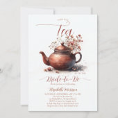 テラコッタワイルドフラワーズボホシックブライダルティーシャワー 招待状 (正面)