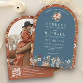 テラコッタワイルドフラワーダスティブルーアー結婚チズ 招待状