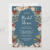 テラコッタワイルドフラワーダスティブルーブライダルシャワー 招待状 (正面)