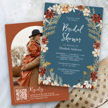 テラコッタワイルドフラワーダスティブルーブライダルシャワー