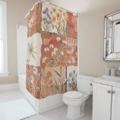 テラコッタワイルドフラワーパッチワークボホ素朴春 シャワーカーテン (インサイチュ)