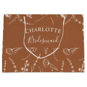 テラコッタワイルドフラワーブライダルパーティありがとう ラージペーパーバッグ (正面)