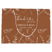 テラコッタワイルドフラワーブライダルパーティありがとう ラージペーパーバッグ (裏面)