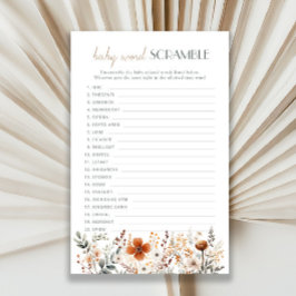 テラコッタワイルドフラワーベイビーシャワーワードスクランブル