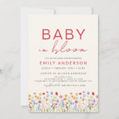 テラコッタワイルドフラワーベビーイン開花シャワー 招待状 (正面)