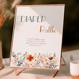 テラコッタワイルドフラワーベビーシャワーおむつラッフル ポスター