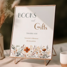 テラコッタワイルドフラワーベビーシャワーブックとギフト ポスター