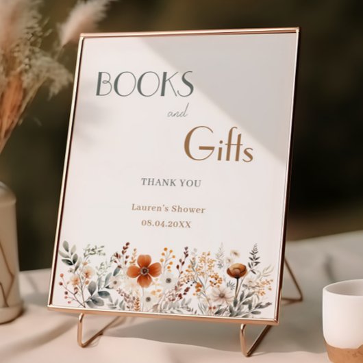 テラコッタワイルドフラワーベビーシャワーブックとギフト ポスター