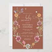 テラコッタワイルドフラワーベビーシャワー招待状 招待状 (正面)