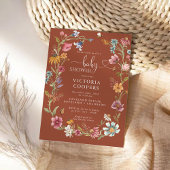 テラコッタワイルドフラワーベビーシャワー招待状 招待状