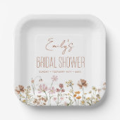 テラコッタワイルドフラワーボホブライダルシャワーイン開花 ペーパープレート (正面)
