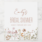 テラコッタワイルドフラワーボホブライダルシャワーイン開花 ワインラベル (シングルラベル)