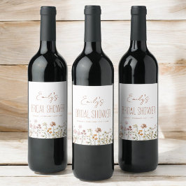 テラコッタワイルドフラワーボホブライダルシャワーイン開花 ワインラベル