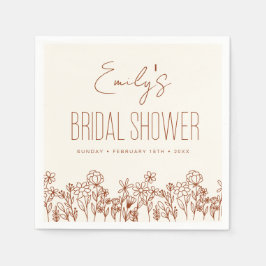 テラコッタワイルドフラワーボホブライダルシャワーフローラ スタンダードカクテルナプキン