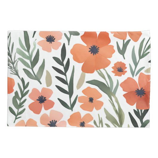 テラコッタワイルドフラワーボホベッドルームデコ素朴ール 枕カバー (裏面)