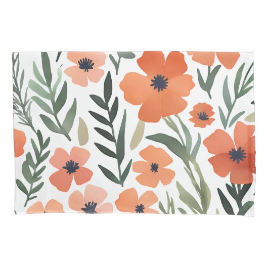 テラコッタワイルドフラワーボホベッドルームデコ素朴ール 枕カバー (正面)