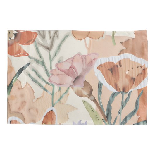 テラコッタワイルドフラワーボホベッドルームデコ素朴ール 枕カバー (裏面)