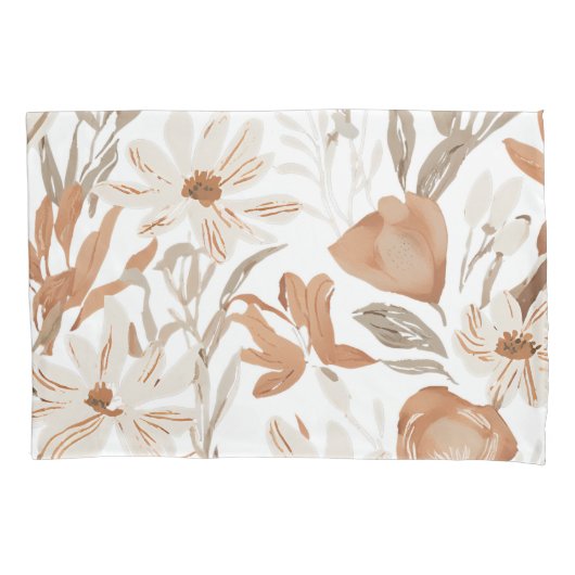 テラコッタワイルドフラワーボホベッドルームデコ素朴ール 枕カバー (正面)