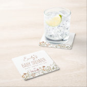 テラコッタワイルドフラワーボホーベイビーシャワーイン開花 スクエアペーパーコースター (インサイチュ)