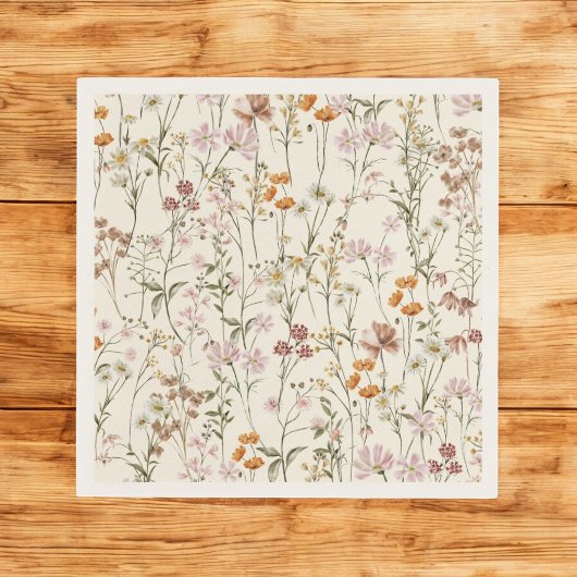 テラコッタワイルドフラワーボホーベイビーシャワーイン開花 スタンダードカクテルナプキン