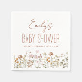 テラコッタワイルドフラワーボホーベイビーシャワーイン開花 スタンダードカクテルナプキン (正面)