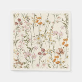 テラコッタワイルドフラワーボホーベイビーシャワーイン開花 スタンダードカクテルナプキン (正面)