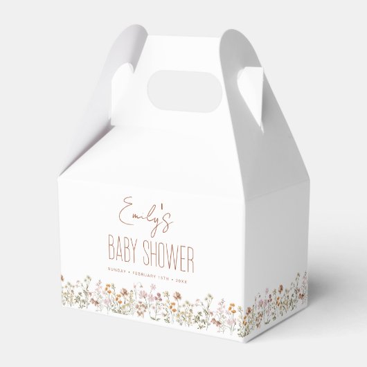 テラコッタワイルドフラワーボホーベイビーシャワーイン開花 フェイバーボックス (正面サイド)