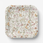 テラコッタワイルドフラワーボホーベイビーシャワーイン開花 ペーパープレート (正面)
