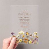 テラコッタワイルドフラワーボホ秋の結婚式 アクリル招待状 (インサイチュ (ポータブル))