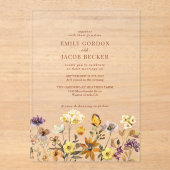 テラコッタワイルドフラワーボホ秋の結婚式 アクリル招待状 (正面)
