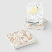 テラコッタワイルドフラワーボホ素朴ドリンクアクセサリー ストーンコースター (横)